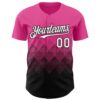 Custom Pink White-Black 3D Gradient Square Shape Authentic Baseball Jersey