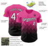 Custom Pink White-Black 3D Gradient Square Shape Authentic Baseball Jersey