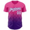Custom Pink White-Purple 3D Gradient Square Shape Authentic Baseball Jersey