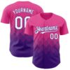 Custom Pink White-Purple 3D Gradient Square Shape Authentic Baseball Jersey