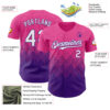 Custom Pink White-Purple 3D Gradient Square Shape Authentic Baseball Jersey