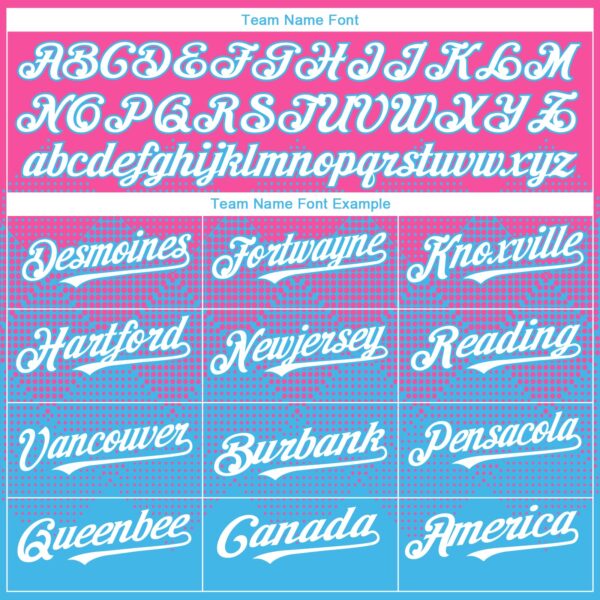 Custom Pink White-Sky Blue 3D Gradient Square Shape Authentic Baseball Jersey