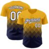Custom Gold White-Navy 3D Gradient Square Shape Authentic Baseball Jersey