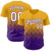 Custom Gold White-Purple 3D Gradient Square Shape Authentic Baseball Jersey