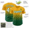 Custom Gold White-Kelly Green 3D Gradient Square Shape Authentic Baseball Jersey