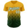 Custom Gold White-Green 3D Gradient Square Shape Authentic Baseball Jersey
