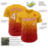 Custom Gold White-Red 3D Gradient Square Shape Authentic Baseball Jersey