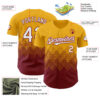 Custom Gold White-Crimson 3D Gradient Square Shape Authentic Baseball Jersey