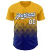 Custom Gold White-Royal 3D Gradient Square Shape Authentic Baseball Jersey
