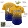 Custom Gold White-Royal 3D Gradient Square Shape Authentic Baseball Jersey