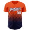 Custom Orange White-Navy 3D Gradient Square Shape Authentic Baseball Jersey