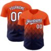 Custom Orange White-Navy 3D Gradient Square Shape Authentic Baseball Jersey