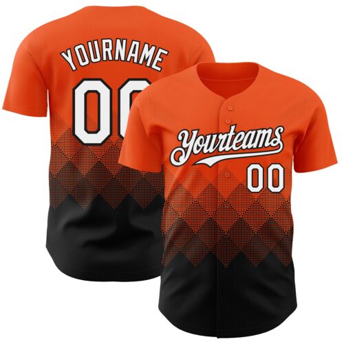 3DPattern7443 Custom Orange White-Black 3D Gradient Square Shape Authentic Baseball Jersey
