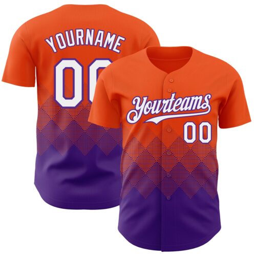 3DPattern7444 Custom Orange White-Purple 3D Gradient Square Shape Authentic Baseball Jersey