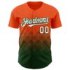 Custom Orange White-Green 3D Gradient Square Shape Authentic Baseball Jersey