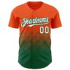 Custom Orange White-Kelly Green 3D Gradient Square Shape Authentic Baseball Jersey