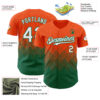 Custom Orange White-Kelly Green 3D Gradient Square Shape Authentic Baseball Jersey