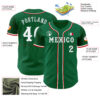 Custom Kelly Green White-Red 3D Mexico Mexican Flag Authentic Baseball Jersey