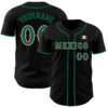 Custom Black Kelly Green White-Red 3D Mexico Mexican Flag Authentic Baseball Jersey