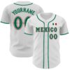 Custom White Kelly Green-Red 3D Mexico Mexican Flag Authentic Baseball Jersey