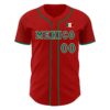 Custom Red Kelly Green-White 3D Mexico Mexican Flag Authentic Baseball Jersey