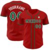Custom Red Kelly Green-White 3D Mexico Mexican Flag Authentic Baseball Jersey