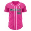 Custom Pink Kelly Green-White 3D Mexico Mexican Flag Authentic Baseball Jersey