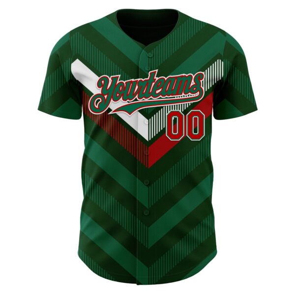 Custom Green Kelly Green Red-White 3D Mexico Authentic Baseball Jersey