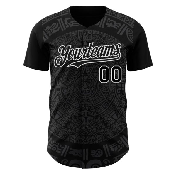 Custom Black Gray-White 3D Mexico Authentic Baseball Jersey