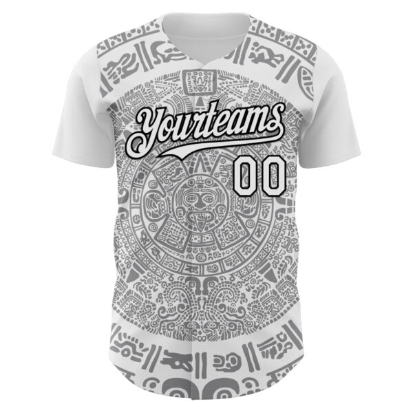 Custom White Gray-Black 3D Mexico Authentic Baseball Jersey