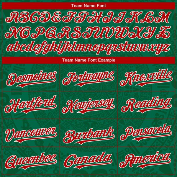 Custom Kelly Green Red Green-White 3D Mexico Authentic Baseball Jersey