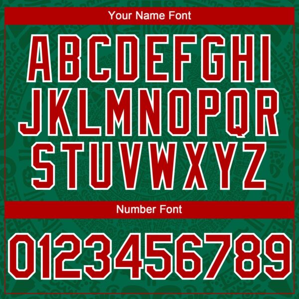 Custom Kelly Green Red Green-White 3D Mexico Authentic Baseball Jersey