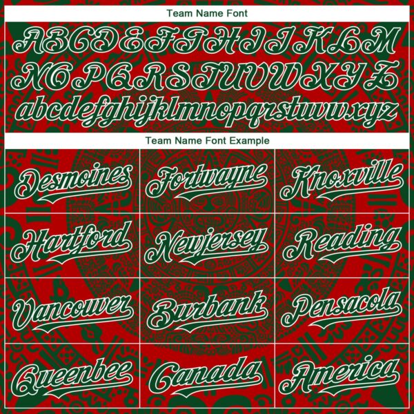 Custom Red Green-White 3D Mexico Authentic Baseball Jersey