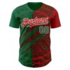 Custom Red Green Kelly Green-White 3D Mexico Scratch Authentic Baseball Jersey