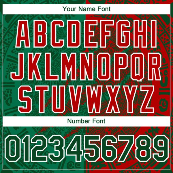 Custom Red Green Kelly Green-White 3D Mexico Scratch Authentic Baseball Jersey