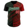 Custom Red Green-White 3D Mexico Scratch Authentic Baseball Jersey