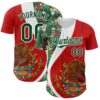 Custom Red Green-White 3D Mexico Authentic Baseball Jersey
