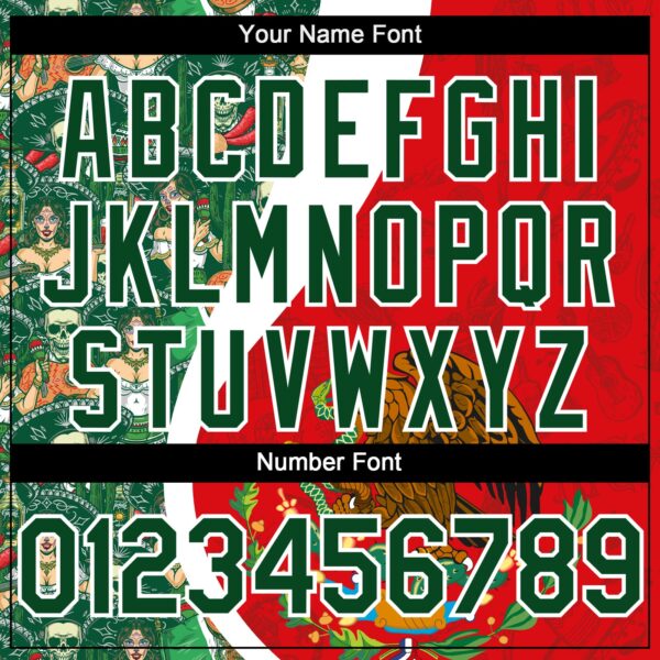 Custom Red Green-White 3D Mexico Authentic Baseball Jersey