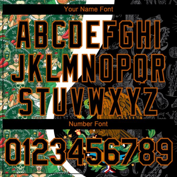 Custom Black Kelly Green Texas Orange-White 3D Mexico Authentic Baseball Jersey