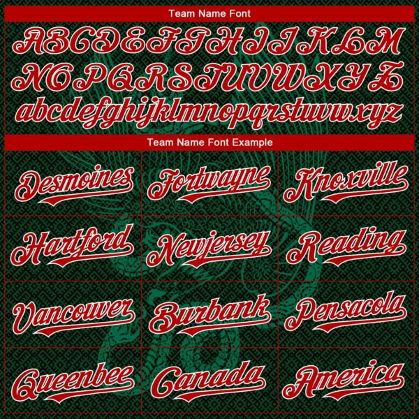 Custom Green Red Kelly Green-White 3D Mexico Authentic Baseball Jersey