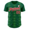 Custom Kelly Green Red-White 3D Mexico Mexican Flag Authentic Baseball Jersey