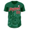 Custom Kelly Green Red-White 3D Mexico Mexican Flag Authentic Baseball Jersey