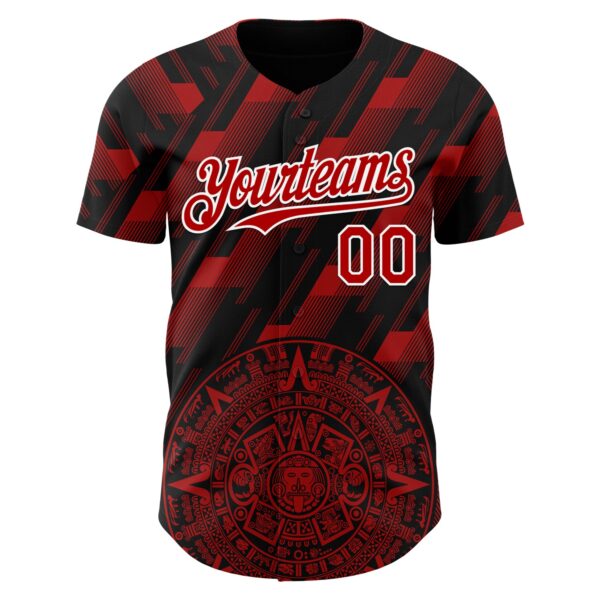 Custom Black Red-White 3D Mexico Authentic Baseball Jersey