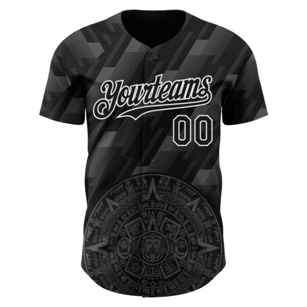 Custom Black Steel Gray-White 3D Mexico Authentic Baseball Jersey