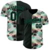Custom Black Kelly Green 3D Pattern Design Pinstripe Tropical Palm Leaves Authentic Baseball Jersey