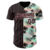 Custom Black Medium Pink 3D Pattern Design Pinstripe Tropical Palm Leaves Authentic Baseball Jersey