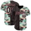 Custom Black Medium Pink 3D Pattern Design Pinstripe Tropical Palm Leaves Authentic Baseball Jersey