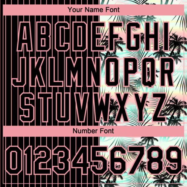 Custom Black Medium Pink 3D Pattern Design Pinstripe Tropical Palm Leaves Authentic Baseball Jersey