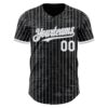 Custom Black Gray Pinstripe White 3D Pattern Design Fragment Art Authentic Baseball Jersey