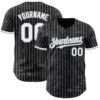 Custom Black Gray Pinstripe White 3D Pattern Design Fragment Art Authentic Baseball Jersey